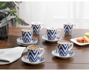 6 Person Coffee Cup Set Porcelain 12 Piece Coffee Cup Set 100 Ml Blue / Coffee Enjoyment / Turkish Coffee
6 Person Coffee Cup Set Porcelain 12 Piece Coffee Cup Set 100 Ml Blue / Coffee Enjoyment / Turkish Coffee
