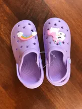 Zapatillas de unicornio para niño y niña, zapatos de arcoíris para niño pequeño, animales, zapatillas de bebé al aire libre, zapatillas de PVC con dibujos animados para niño 2019