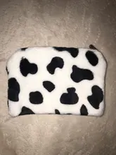 Monedero de felpa con estampado de vaca para mujer y niña, Mini cartera para monedas, bolsa de almacenamiento, tarjetero, billetera de identificación de crédito, monedero con cremallera