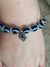 De moda de Color de plata azul de mal de ojo Hamsa la mano de Fátima Palm pulseras para las mujeres de la pulsera del encanto de estilo étnico joyería hecha a mano