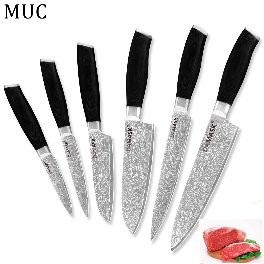 Дамасский кухонный нож DAMASK ножи шеф повара из Японии 8 дюймов нарезка 7 Santoku 5