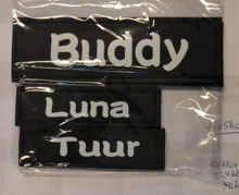 2 uds personalizado arnés del perro etiqueta nombre de Perro personalizado K9 Collar arnés para perro etiqueta engomada de la etiqueta de parche de arnés para perros etiqueta de nombre