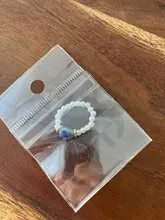 Anillo de perlas de imitación para mujer, sortija elástica de resina con cuentas azules y blancas, flor y corazón, anillo ajustable redondo para mujer, joyería Floral