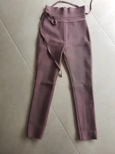 Tie-Trousers Bandage Elastic High-Waist Womens New-Fashion Ladies Tight Casual Solid