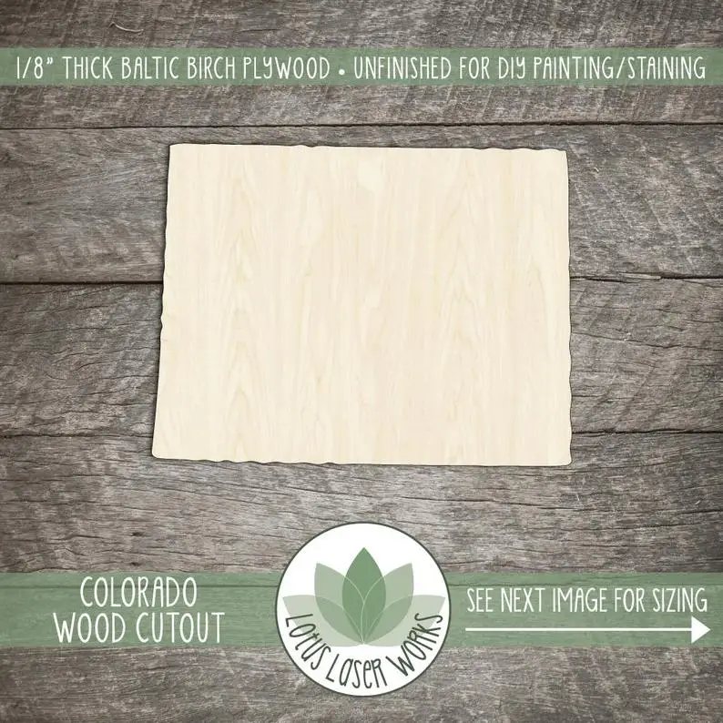 Colorado State Wood Cut Shape Shape, Unfinished Wood Colorado Laser Cut Shape, DIY Craft Supply, Many Size Options
Colorado State Wood Cut Shape Shape, Unfinished Wood Colorado Laser Cut Shape, DIY Craft Supply, Many Size Options