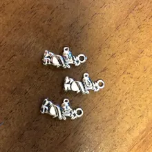 20 piezas de dijes oso flores 19x9mm Color plata tibetana colgantes joyería antigua fabricación artesanal DIY