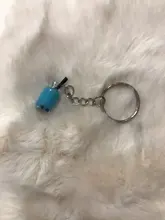 Llaveros de perla artesanal a la moda para hombre y mujer, llaveros colgantes de aleación, taza de café o té