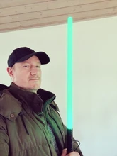 Jedi 80cm Mini sable láser RGB 7 cambio de colores LED espada mango de Metal pesado sonar el duelo dos en uno en Saber Cosplay Stage Props