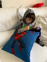 Funda de cojín de superhéroe de Marvel, 45x45cm, Spiderman, Caption America, impresión del Iron man, funda de almohada suave para decoración del hogar, regalo para seguidores