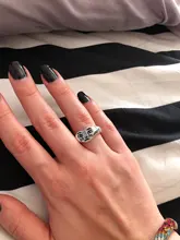 925 anillos de plata esterlina genuinos de 2 capas para mujer, anillos negros finos minimalistas de Gema circular, joyería tallada S925