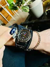 Reloj de pulsera de cuarzo con correa de cuero para hombre, cronógrafo Steampunk con tapa de Calavera, con cadena, 2019