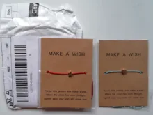 Make a Wish Crown-pulsera de tarjeta de papel tejida con corazón cruzado de cinco estrellas, pulseras de hilo rojo de la suerte ajustables, joyería para mujer