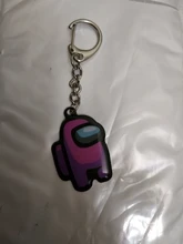 LLavero de estilo metálico con dibujos animados de AmongUs para coche, decoración para llaves, regalo de Navidad, tamaño pequeño de 4CM