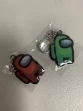 LLavero de estilo metálico con dibujos animados de AmongUs para coche, decoración para llaves, regalo de Navidad, tamaño pequeño de 4CM