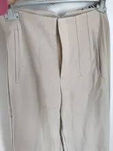 Za-pantalones de talle alto para mujer, pantalón de oficina a la moda, color Beige, elegante, con botones y cremallera, informales, color rosa, primavera 2021