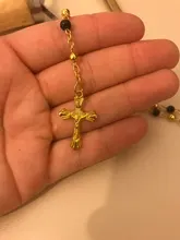 Collar de Rosario, collar con colgante de cruz de Jesucristo, cadena larga de cuentas de aleación para hombres y mujeres, joyería de moda cristiana de la Virgen María