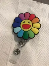 Enfermera-carrete de insignia retráctil con hermosas flores de silicona, 60cm, para estudiante, Enfermera, exposición, Tarjeta De Nombre, pecho, tarjeta de identificación, nuevo