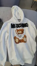 Sudadera con capucha de Moschino para hombre y mujer, ropa deportiva informal, estilo holgado, con estampado de parche de oso, MOSCHINO, otoño de 2020