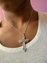 Collar de cadena con dije de Cruz para hombres y mujeres, Gargantilla gruesa, regalo de joyería