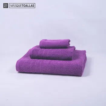 Purple towels set with a face towel, hand towel and bath sheet. Made from 100% cotton and weighing 400gsm
Purple towels set with a face towel, hand towel and bath sheet. Made from 100% cotton and weighing 400gsm