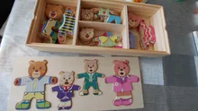 72 Uds dibujos animados de 4 conejo vestido de oso cambiando rompecabezas de madera de juguete educativo de Montessori cambio ropa de juguetes para los niños Gi