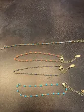 ZMZY-Pulsera de eslabones de acero inoxidable estilo bohemio para Mujer, brazalete esmaltado, Color dorado