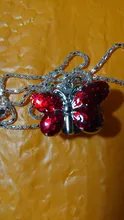 Collar con colgante de bolsillo de mariposa de cristal a la moda, cadena de reloj de vestir de cuarzo + bolsa de regalo GL36