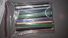 Tira y bloques de puente para Arduino, 90 unids/lote, 2,54, 40 Pines, 1x40, Conector de pines irrompible macho, colorida, 2,54mm