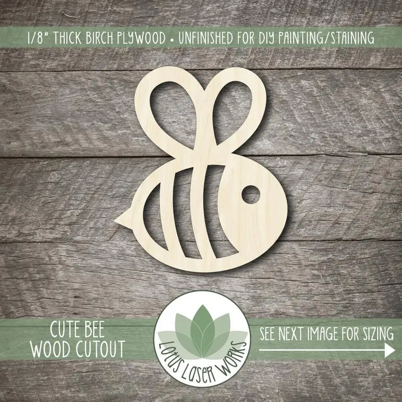 Cute Bee Wood Cutout, Wooden Bumblebee Shape, Nature Nursery Decor, Wood Animal Shapes 
Cute Bee Wood Cutout, Wooden Bumblebee Shape, Nature Nursery Decor, Wood Animal Shapes