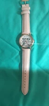 Zegarki-reloj de cuarzo con dibujos animados para mujer, nuevo accesorio de pulsera de cuero rosa con ratón