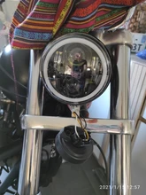 Faro LED de Ojos de Ángel, Halo negro de 5,75 pulgadas, para Harley Sportster 1200, 883, calle 500, 750, proyector redondo de 5-3/4 pulgadas