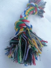Cuerda de hueso trenzado duradera para mascotas, 1 Uds., Algodón Doble para perros y cachorros, juguetes suministros para mascotas, Color aleatorio
