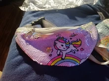 Riñonera con estampado de lentejuelas para mujer, bolso de cintura con dibujos animados y purpurina para teléfono