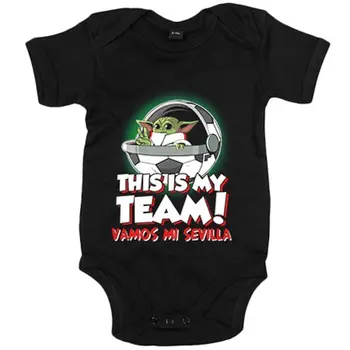 

Baby bodysuit spoof baby Yoda my soccer team We Will my Seville