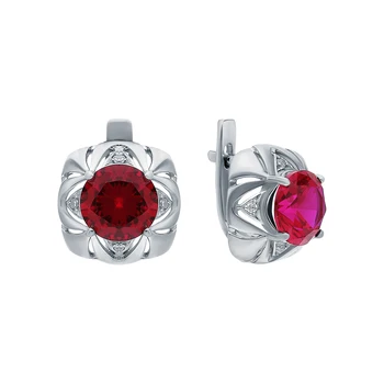 Silver earrings with cubic zirconia and rubies synthetic sunlight sample 925
Silver earrings with cubic zirconia and rubies synthetic sunlight sample 925