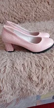 Rimocy-zapatos de tacón alto grueso para mujer, calzado de piel sintética de Color sólido a la moda, para fiesta y boda, boca poco profunda