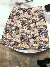 Faldas cortas de cintura alta para mujer, minifalda Kawaii holgado de talla grande con estampado de oso, estilo japonés, primavera y verano, 2021