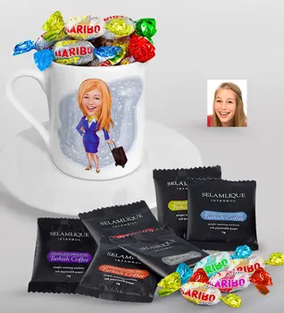 Personalized Stewardess Caricature Of Turkish Coffee Cup Selamlique Mixed Turkish Coffee house And Haribo Candy Gift Seti-2
Personalized Stewardess Caricature Of Turkish Coffee Cup Selamlique Mixed Turkish Coffee house And Haribo Candy Gift Seti-2