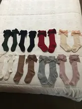 Calcetines de algodón para bebé, niño y niña, medias de hasta la rodilla para recién nacido, medias elásticas con lazo de algodón sólido para otoño e invierno, calentador de piernas de 0 a 3 años