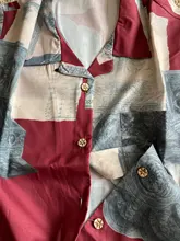 Blusas de manga corta con estampado para mujer, blusa holgada de una sola hilera de botones, Top clásico Retro elegante informal con solapa Vintage Ulzzang Chic