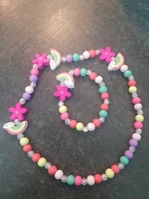 Suéter con dibujos de animales y flores de madera para niños, collar, pulsera, regalos para niñas, joyería para regalo de fiesta de cumpleaños