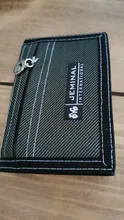Billetera corta Trifold para hombre, con ventana de identificación, Bolsa porta tarjetas de Velcro Simple, monedero pequeño de bolsillo de lona