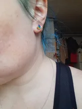 Pendientes de tuerca de Plata de Ley 925 para Corazón Arco Iris, joyería para Chica adolescente, amiga, Chico, regalos, S-E957