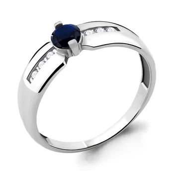 Ring classical AQUAMARINE with nanosapfirom, cubic zirconia, silver 925 
Ring classical AQUAMARINE with nanosapfirom, cubic zirconia, silver 925