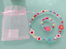 Suéter con dibujos de animales y flores de madera para niños, collar, pulsera, regalos para niñas, joyería para regalo de fiesta de cumpleaños