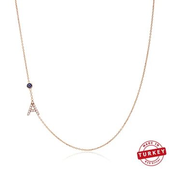 Sideway Initial Letter A Design With Evil Eye Bead Turkish Handmade 925 Sterling Silver Necklace
Sideway Initial Letter A Design With Evil Eye Bead Turkish Handmade 925 Sterling Silver Necklace