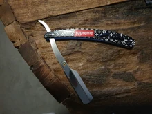 FnLune hombres recto peluquería de afeitar de pelo en el sobaco pelo púbico navaja plegable herramienta de depilación y 1 hoja El estilista sostiene una navaja y envía una cuchilla para afeitar el vello de las axilas