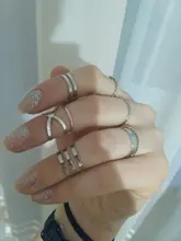 Conjunto de anillos minimalistas de plata y oro para mujer, sortija de nudillo con cristal geométrico Punk, joyería para dedos 2019