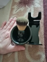 Jabonera de afeitar 3 en 1 + cepillo de afeitar + soporte de afeitado cepillo de pelo de cerdas herramienta de limpieza de barba para hombre, camiseta nueva, regalo