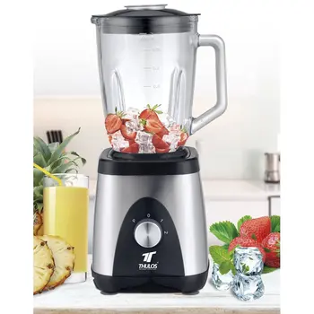 Blender glass CRYSTAL 1.5L, 2 velocities + Press, Coulter with 6 sheets that allows crushing ice, 1300W. THULOS
Blender glass CRYSTAL 1.5L, 2 velocities + Press, Coulter with 6 sheets that allows crushing ice, 1300W. THULOS